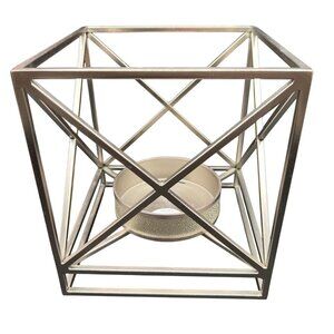 Bath & Body Works Rare Metal Large Square Luminary 3 Wick Candle Holder Textured